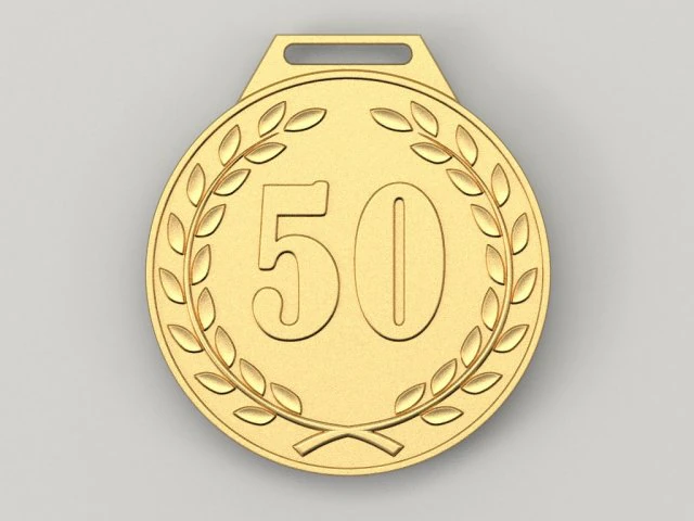 50 years anniversary medal 3D Print Model .c4d .max .obj .3ds .fbx .stl .blend 