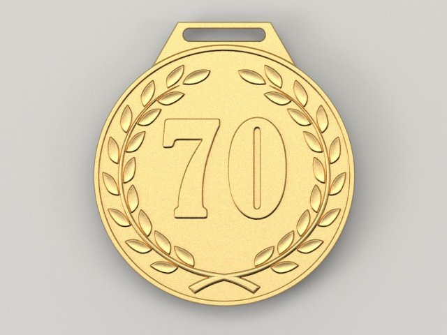 70 years anniversary medal 3D Print Model .c4d .max .obj .3ds .fbx .stl .blend 