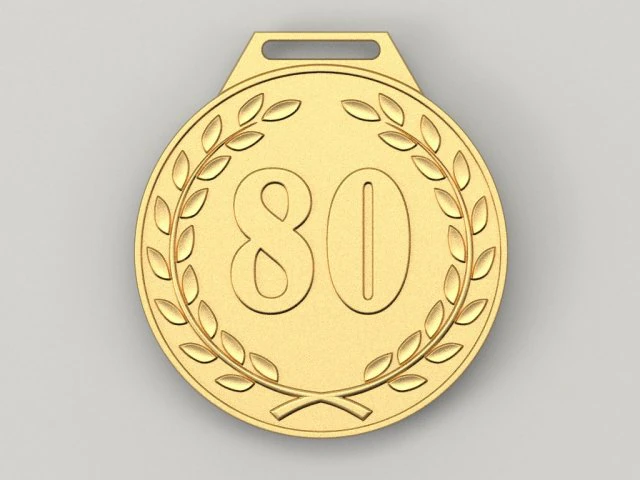 80 years anniversary medal 3D Print Model .c4d .max .obj .3ds .fbx .stl .blend