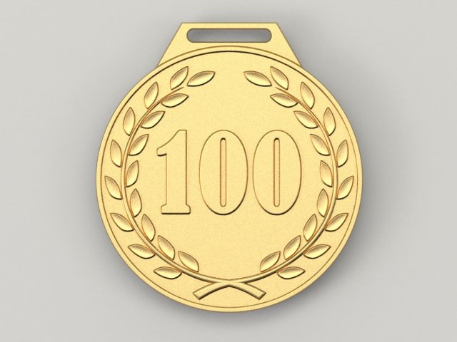 100 years anniversary medal 3D Print Model .c4d .max .obj .3ds .fbx .stl .blend