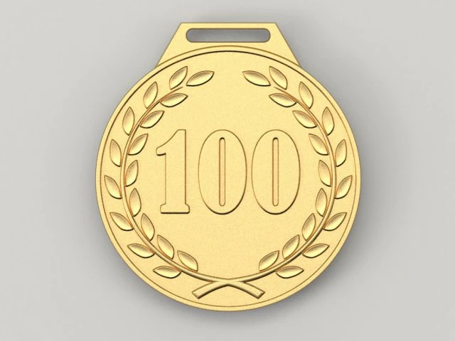 100 years anniversary medal 3D Print Model .c4d .max .obj .3ds .fbx .stl .blend 