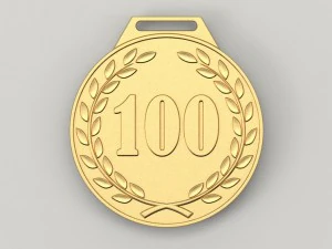 Medalha de aniversário de 100 anos Modelo de Impressão 3D