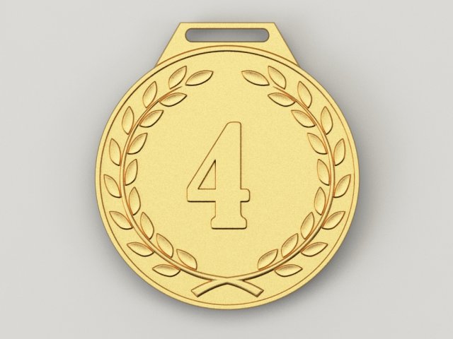 4 years anniversary medal 3D Print Model .c4d .max .obj .3ds .fbx .stl .blend 