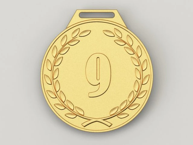 9 years anniversary medal 3D Print Model .c4d .max .obj .3ds .fbx .stl .blend