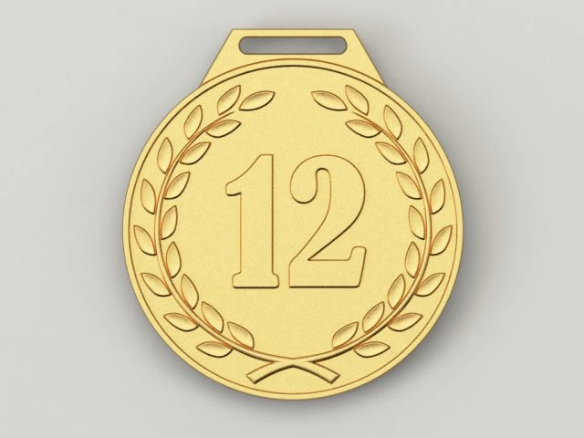 12 years anniversary medal 3D Print Model .c4d .max .obj .3ds .fbx .stl .blend 
