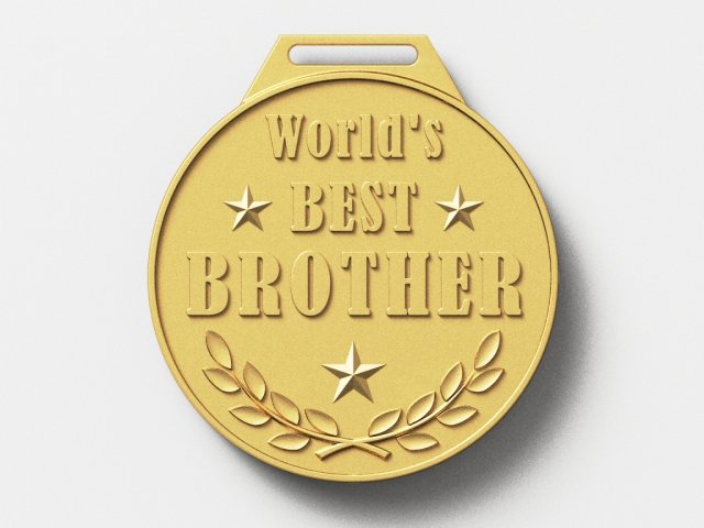 worlds best brother medal Model do druku 3D .c4d .max .obj .3ds .fbx .stl .blend 