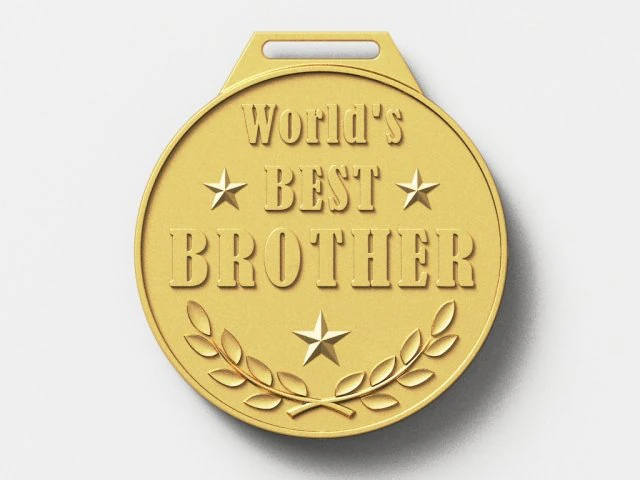 worlds best brother medal 3D Print Model .c4d .max .obj .3ds .fbx .stl .blend 
