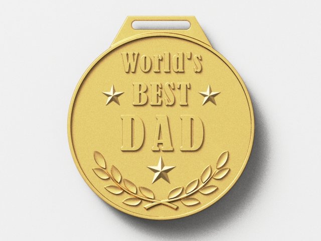 worlds best dad medal 3D Print Model .c4d .max .obj .3ds .fbx .stl .blend 