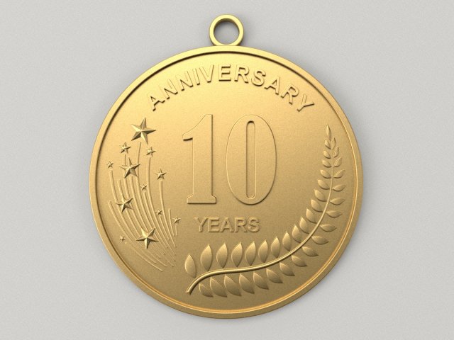 10 Years Anniversary Medal 3D print model Modèles 3D en vedette .c4d .max .obj .3ds .fbx .stl .blend 