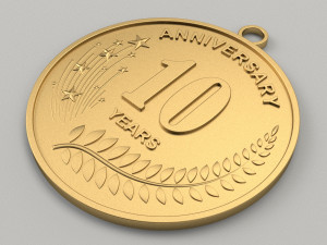 10 Years Anniversary Medal 3D print model Modèles 3D en vedette