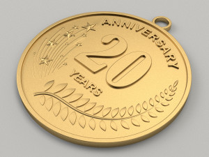 20 Years Anniversary Medal 3D print model Modèles 3D en vedette