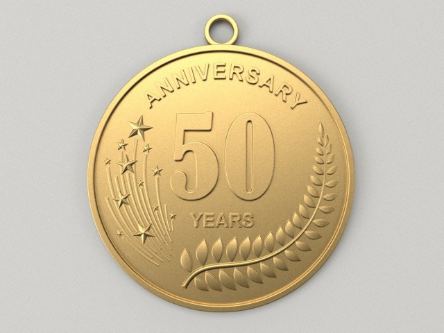 50 Years Anniversary Medal 3D print model 3D Baskı Modeli .c4d .max .obj .3ds .fbx .stl .blend 