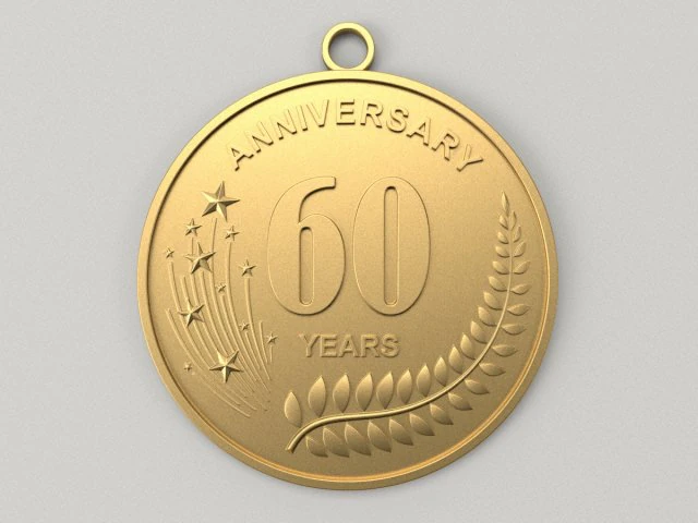 60 Years Anniversary Medal 3D print model 3D Print Model .c4d .max .obj .3ds .fbx .stl .blend 