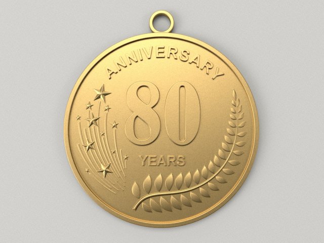 80 Years Anniversary Medal 3D print model 3D Print Model .c4d .max .obj .3ds .fbx .stl .blend 