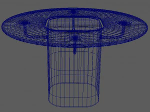 glass table with wood base 3D Model