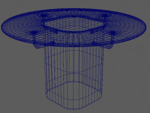 glass table with wood base 3D मॉडल