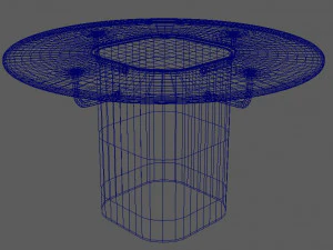 glass table with wood base 3D Model
