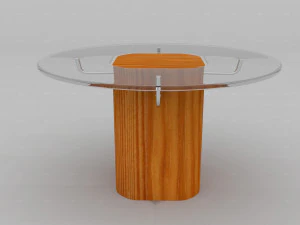 glass table with wood base 3D Model