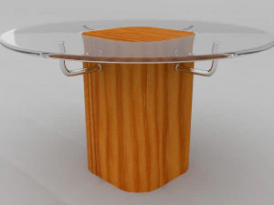 glass table with wood base 3D Model