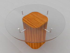 glass table with wood base 3D मॉडल