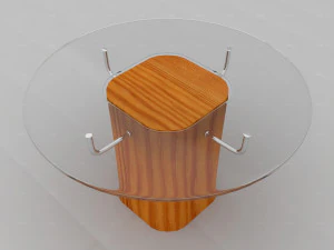 glass table with wood base 3D Model