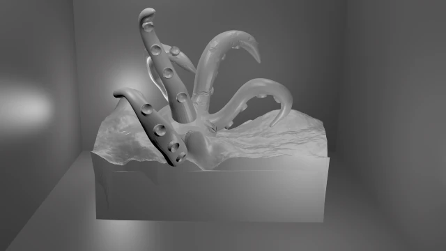 octopus in ocean 3D Print Model .c4d .max .obj .3ds .fbx .stl .blend 