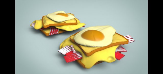 croque-madame gameready modern food breakfast Model 3D .c4d .max .obj .3ds .fbx .stl .blend 