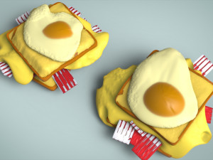 croque-madame gameready modern food breakfast Model 3D