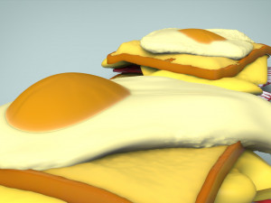 croque-madame gameready modern food breakfast Model 3D