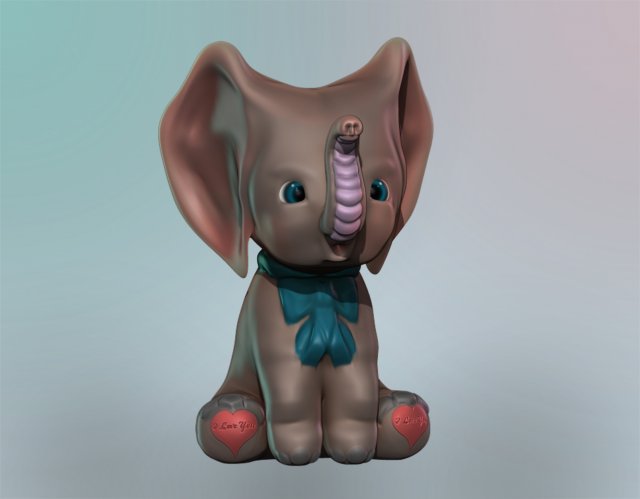 baby elephant for printing 3Dプリントモデル .c4d .max .obj .3ds .fbx .stl .blend 