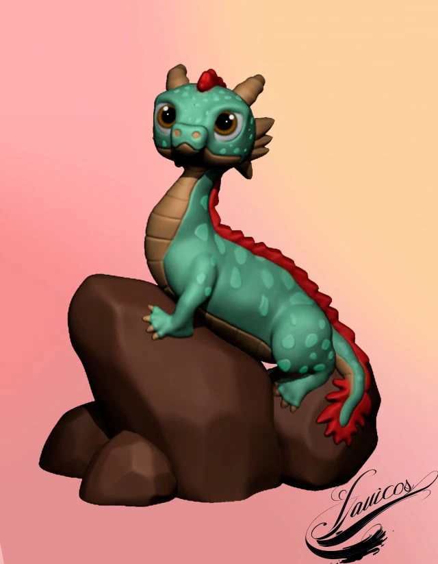 Baby Dragon 3D Print Model .c4d .max .obj .3ds .fbx .stl .blend 