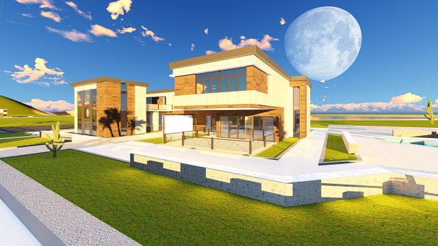 villa modern 3D मॉडल .c4d .max .obj .3ds .fbx .stl .blend 