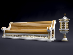 classic bench and urn 3D-Modell
