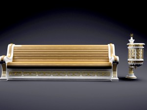 classic bench and urn 3D-Modell