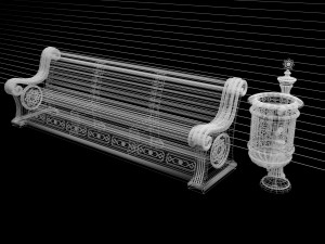 classic bench and urn 3D-Modell