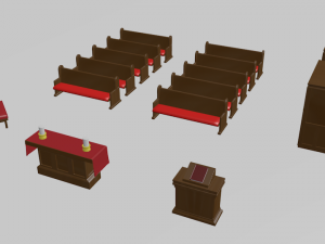 low detail church asset pack 3D Model