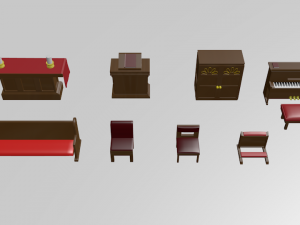low detail church asset pack 3D Model