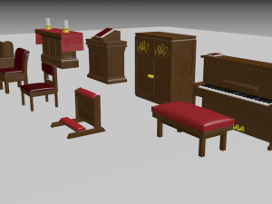 low detail church asset pack 3Dモデル