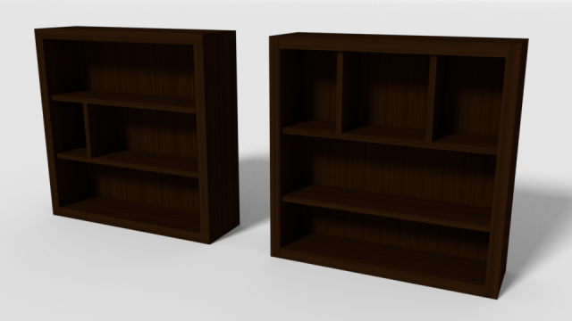 wooden bookshelf set 1 3D Model .c4d .max .obj .3ds .fbx .stl .blend 