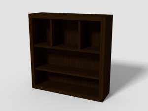 wooden bookshelf set 1 3D Model