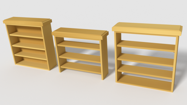 wooden bookshelf set 2 3D मॉडल .c4d .max .obj .3ds .fbx .stl .blend 