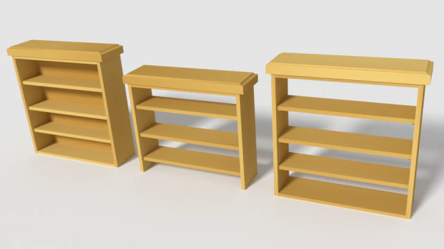 wooden bookshelf set 2 3D Model .c4d .max .obj .3ds .fbx .stl .blend