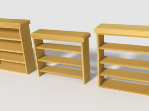 wooden bookshelf set 2 3D Model