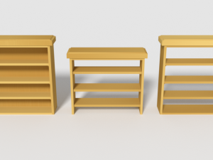 wooden bookshelf set 2 3D मॉडल