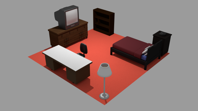 bedroom furniture asset pack Modelo 3D .c4d .max .obj .3ds .fbx .stl .blend 