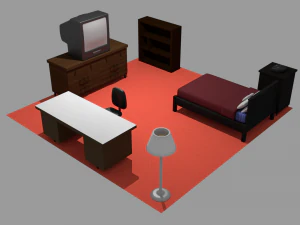 침실 가구 자산 팩 3D 모델