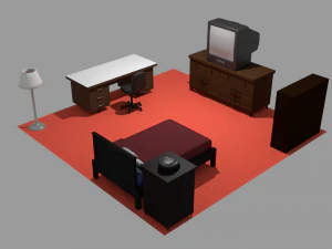 pacote de ativos de m&oacute;veis de quarto Modelo 3D