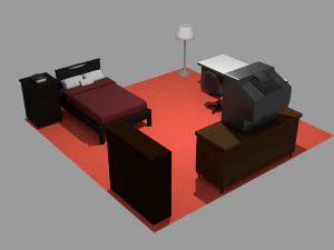 pacote de ativos de m&oacute;veis de quarto Modelo 3D