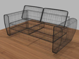modern two-seat couch 3D Model