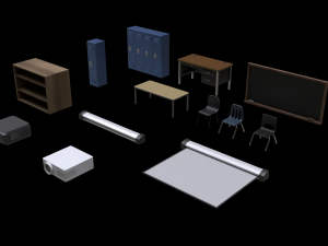 school classroom asset pack 3D Model